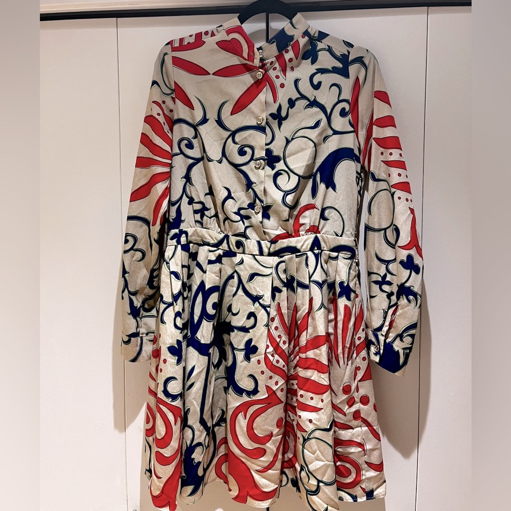 Multicoloured 100%silk dress. Size large